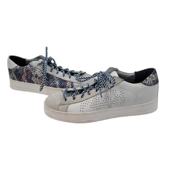 P448 Shoes - NEW P448 Jack Metallic Snake Print Low Top Lace up Sneakers In Capri Size 37 / 7